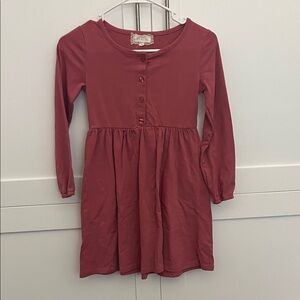 btween Buttoned Long Sleeve Dress in Rose